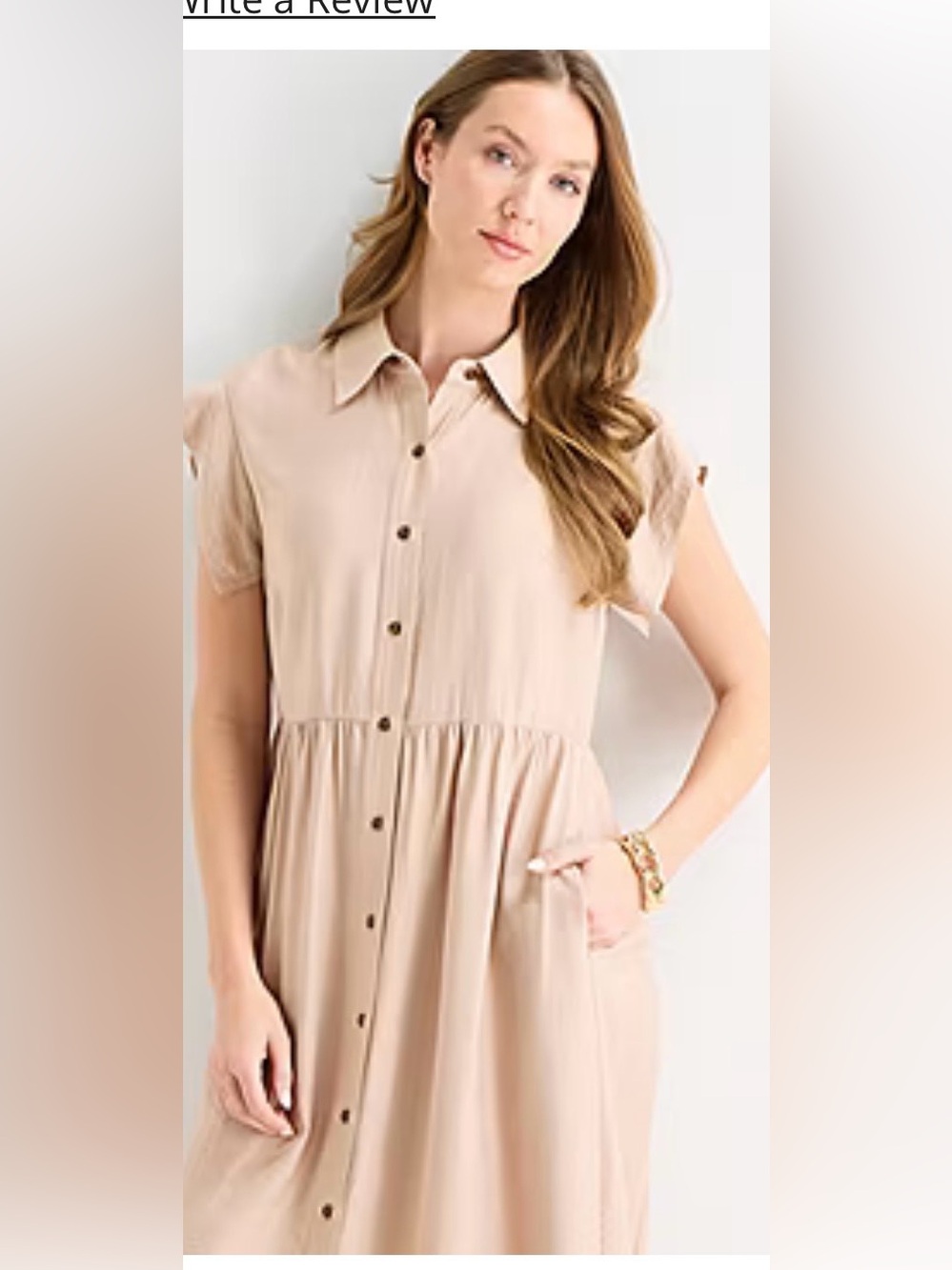 Liz Claiborne Beige Button-Front Shirt Dress